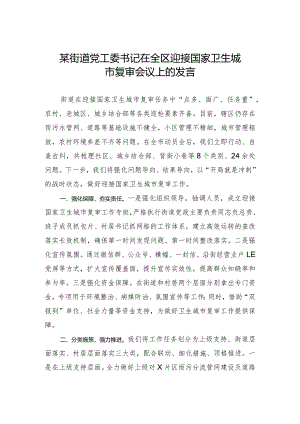 街道在全区迎接国家卫生城市复审会议上的发言.docx