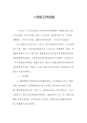 一月份工作总结.docx