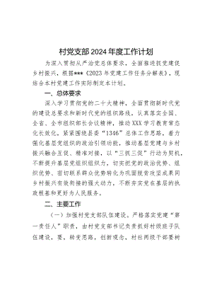 村党支部2024年度工作计划.docx