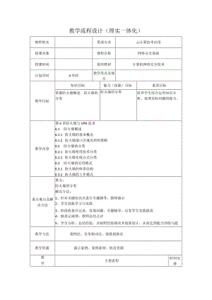 计算机网络安全技术（微课版）-教案6.1--6.3防火墙概述、防火墙的分类、防火墙的应用模式（4学时）.docx