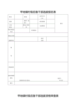 镇村级后备干部选拔报名表.docx