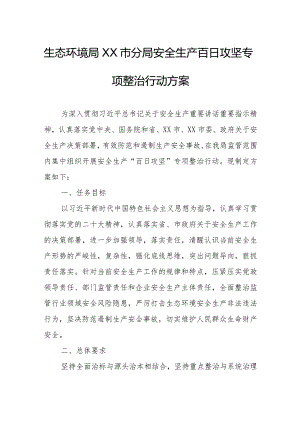 生态环境局XX市分局安全生产百日攻坚专项整治行动方案.docx