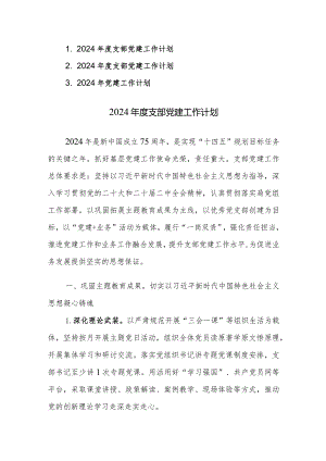 2024年度支部党建工作计划范文稿3篇.docx