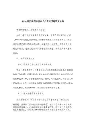 2024党员组织生活会个人发言提纲范文2篇.docx