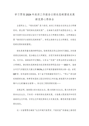 学习贯彻2024年政府工作报告以绿色低碳塑造发展新优势心得体会.docx