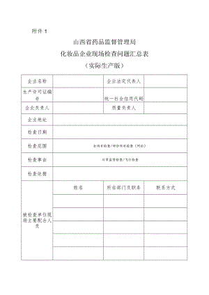 《化妆品企业现场检查问题汇总表》（实际生产版）.docx