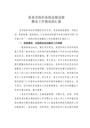 某某市组织系统巡视巡察整改工作情况的汇报.docx