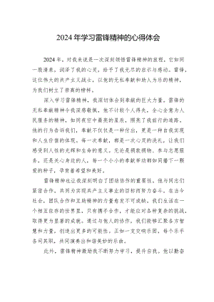 2024年学习雷锋精神的心得体会.docx