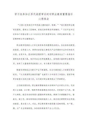 学习在参加江苏代表团审议时对职业教育重要指示心得体会.docx