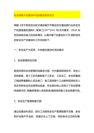 安全隐患大检查自纠活动整改报告范文.docx