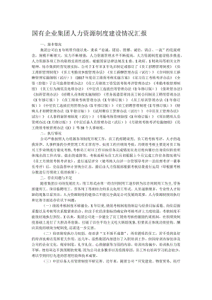 国有企业集团人力资源制度建设情况汇报.docx