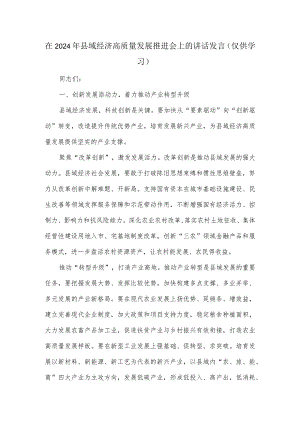 在2024年县域经济高质量发展推进会上的讲话发言.docx