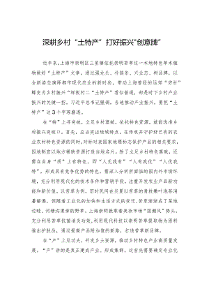 深耕乡村“土特产”+打好振兴“创意牌”.docx