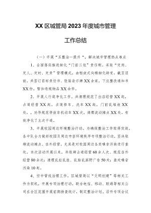 XX区城管局2023年度城市管理工作总结.docx