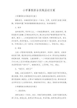 小学暑假综合实践活动方案.docx