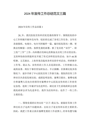 2024年宣传工作总结范文三篇.docx