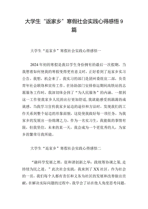 大学生“返家乡”寒假社会实践心得感悟9篇.docx