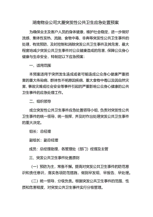 湖南物业公司大厦突发性公共卫生应急处置预案.docx