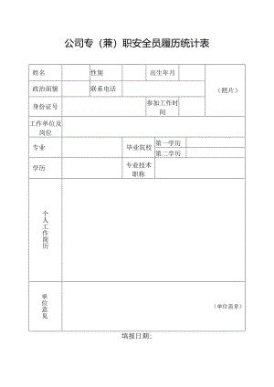 公司专（兼）职安全员履历统计表.docx