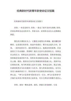 经典新时代新青年新使命征文短篇.docx