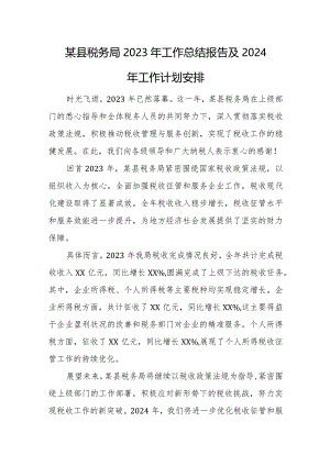 某县税务局2023年工作总结报告及2024年工作计划安排.docx