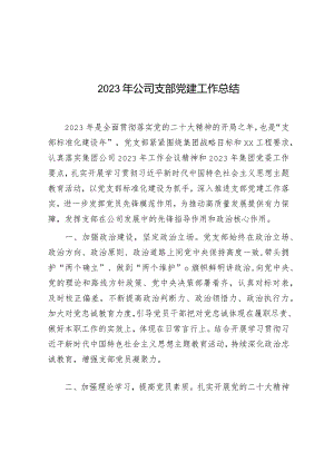 2023年党建工作总结（公司党支部）.docx