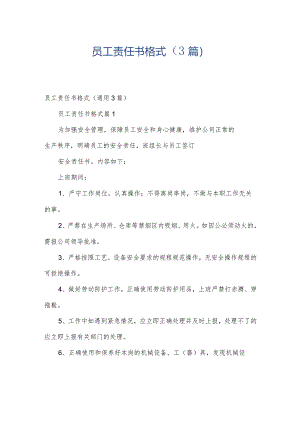 员工责任书格式（3篇）.docx