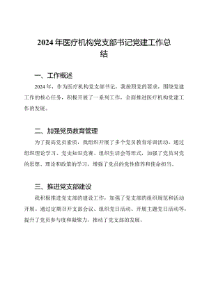2024年医疗机构党支部书记党建工作总结.docx