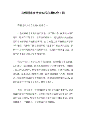 寒假返家乡社会实践心得体会5篇.docx