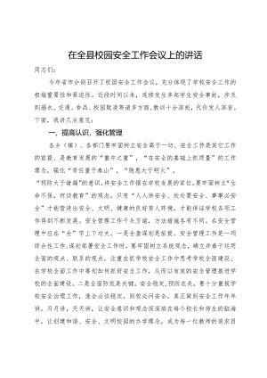 在全县校园安全工作会议上的讲话.docx