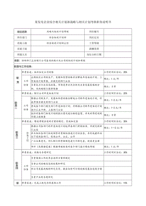 某发电企业综合计划部战略与计划考核职务说明书.docx