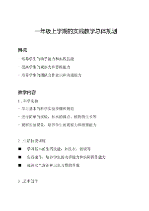 一年级上学期的实践教学总体规划.docx