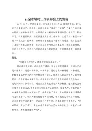 在全市驻村工作表彰会上的发言.docx