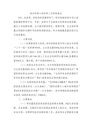 经济体制小组改革工作经验做法.docx