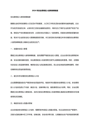 2024年安全费用投入使用保障制度.docx
