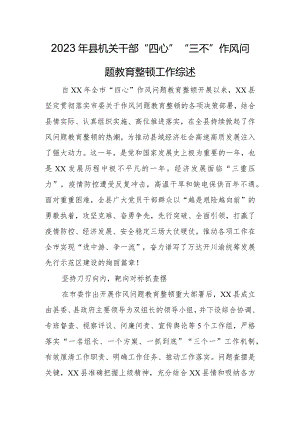 2023年县机关干部“四心”“三不”作风问题教育整顿工作综述.docx