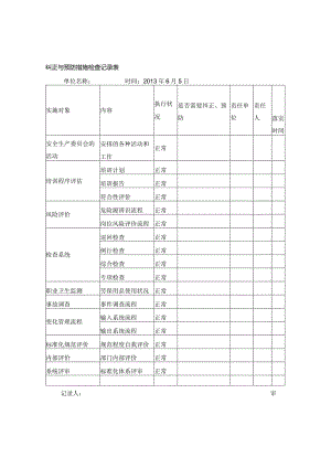 纠正与预防措施检查记录表.docx