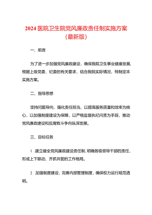 2024医院卫生院党风廉政责任制实施方案.docx