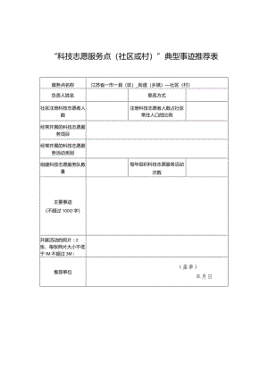 “科技志愿服务点（社区或村）”典型事迹推荐表.docx