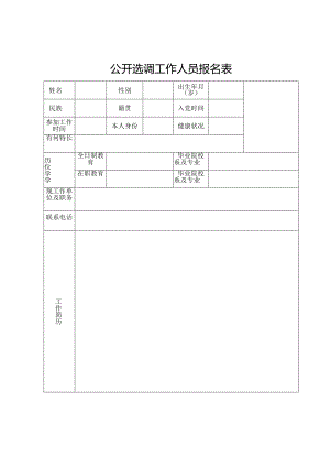 公开选调工作人员报名表.docx