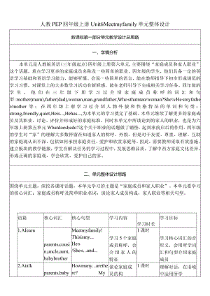 人教PEP四上大单元教学Unit 6 Meet my family PB Let's talk 教案.docx