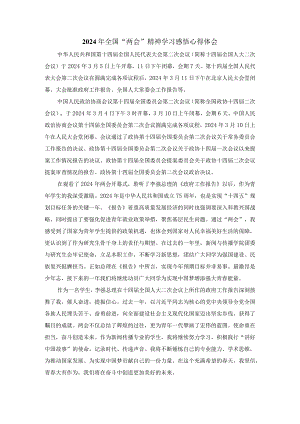 2024年全国“两会”精神学习感悟发言材料四.docx