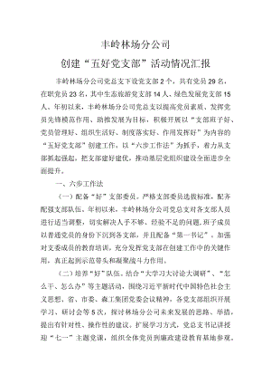 丰岭林场分公司“五好党支部”情况汇报.docx
