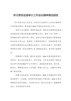 (最新版)学习贯彻2024年全国审计工作会议精神情况报告十五篇.docx