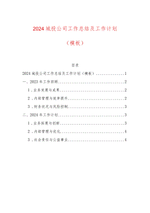 2024城投公司工作总结及工作计划（模板）.docx