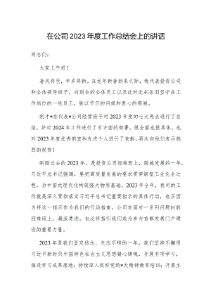 在2023年工作总结会上的讲话（公司）.docx