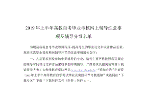 2019年上半年毕业考核网上辅导分组注意事项及辅导分组.docx