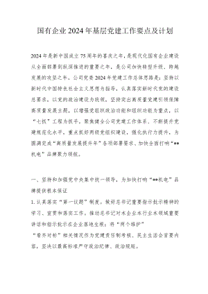 国有企业2024年基层党建工作要点及计划.docx