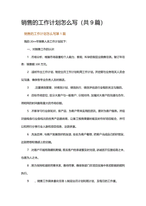 销售的工作计划怎么写.docx