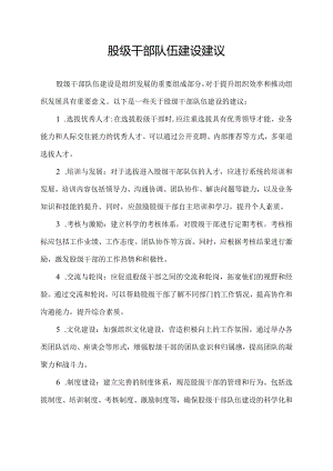 股级干部队伍建设建议.docx